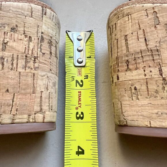 Bernardo Anthropologie Navy Blue Leather Cork Wedge Sandals Ankle Strap Women 9 - Picture 9 of 16